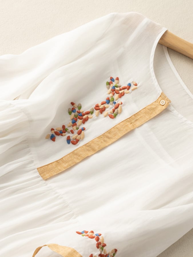 Robe Femme Zara – Coton & Lin avec Broderies