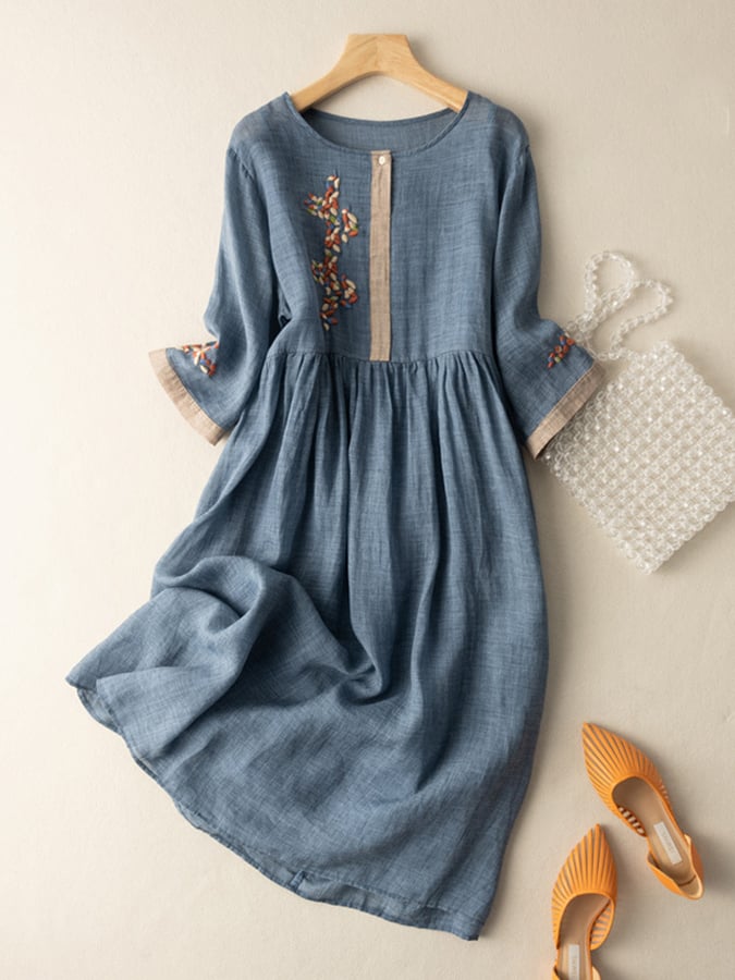 Robe Femme Zara – Coton & Lin avec Broderies