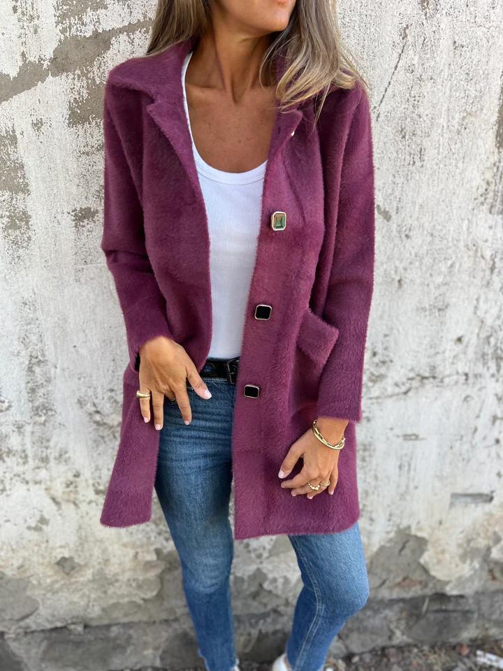 MARCE | Manteau décontracté, à bouton unique, en tissu épais avec revers