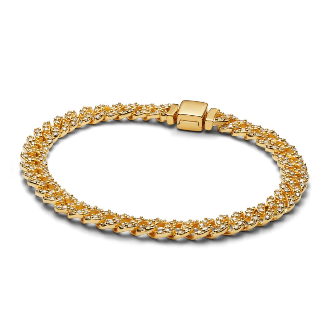 Bracelet cubain pavé | Or