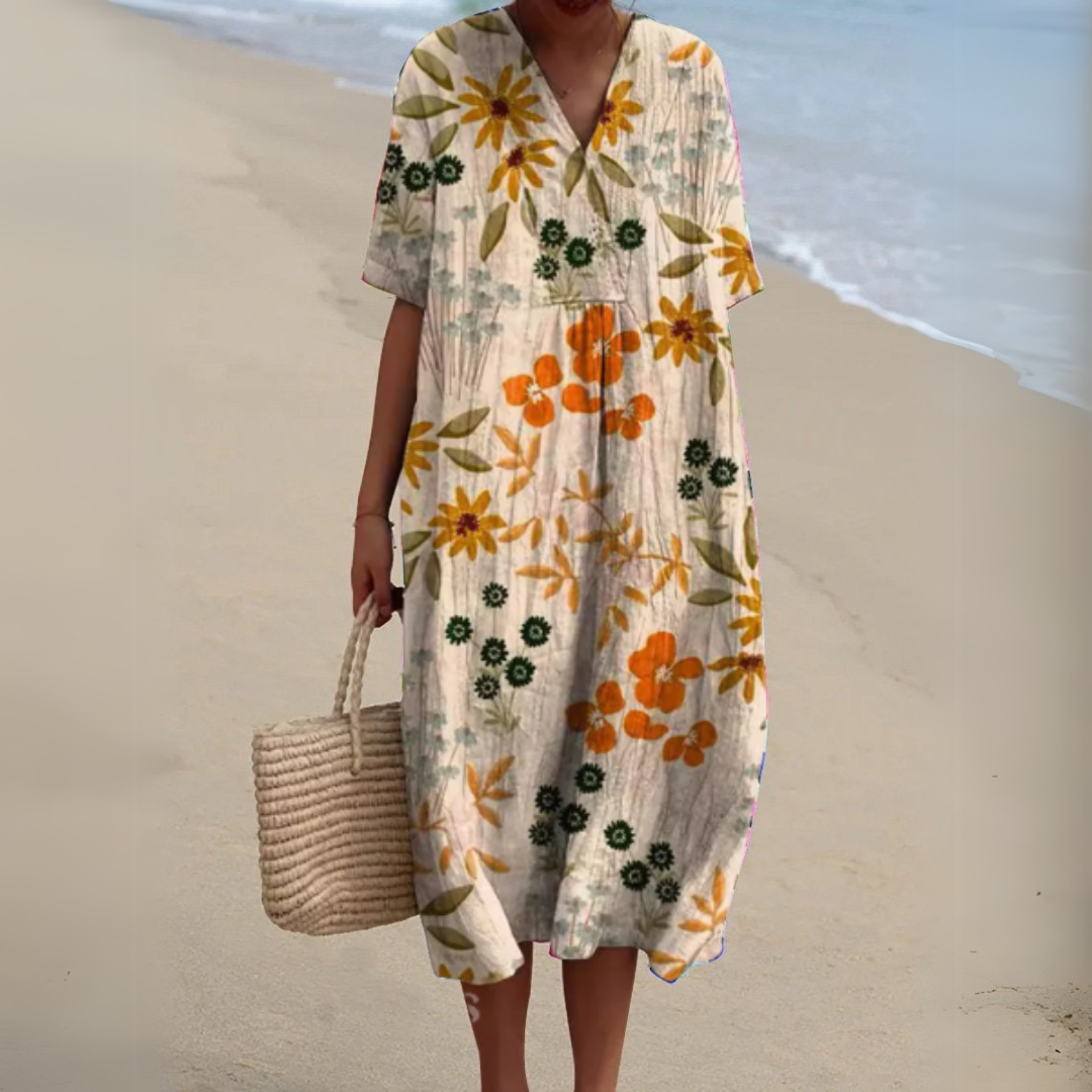 Robe Audrey à Motif Floral Élégant