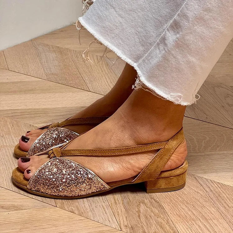 MARTINA | Sandales scintillantes avec paillettes et semelle basse pour un style élégant et confortable
