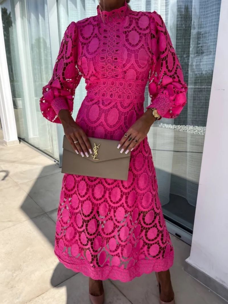 Robe Celeste pour Femme – Robe en Dentelle à Manches Longues, Pour des Soirées Élégantes