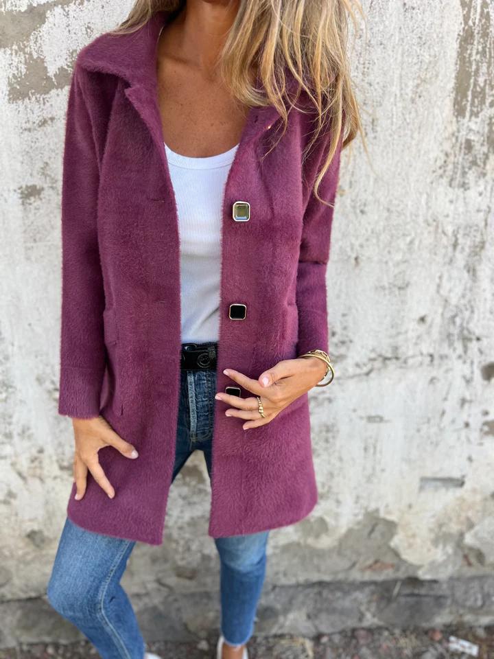 MARCE | Manteau décontracté, à bouton unique, en tissu épais avec revers