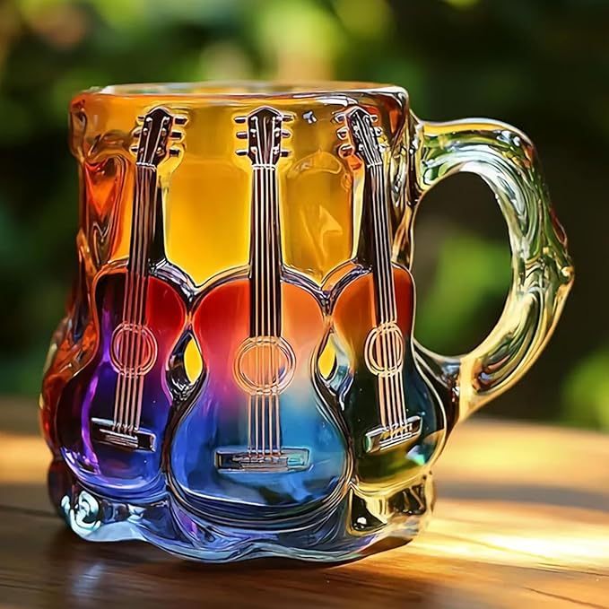 Tasse artisanale avec motifs de guitare en 3D