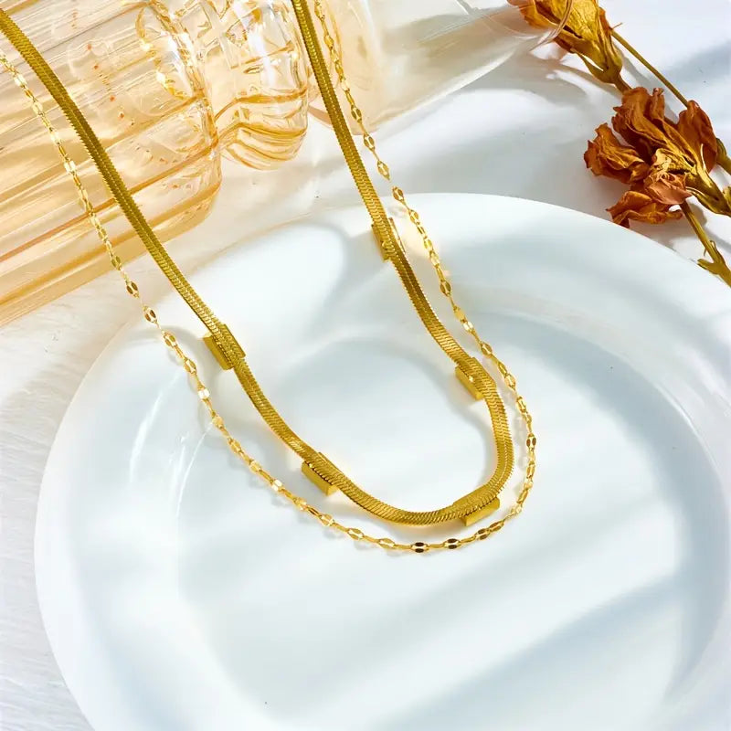 Collier Sorella Gem à double couche de style rétro | Or