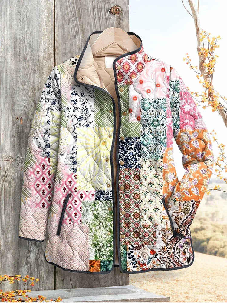 Veste Femme à Motif Floral, Décontractée, Matelassée