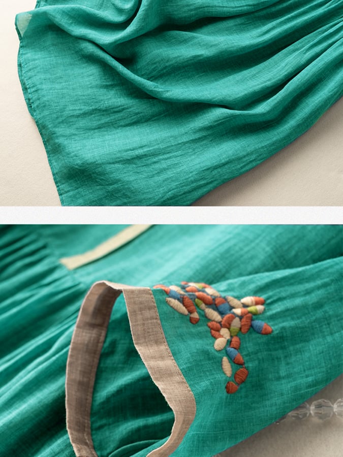 Robe Femme Zara – Coton & Lin avec Broderies
