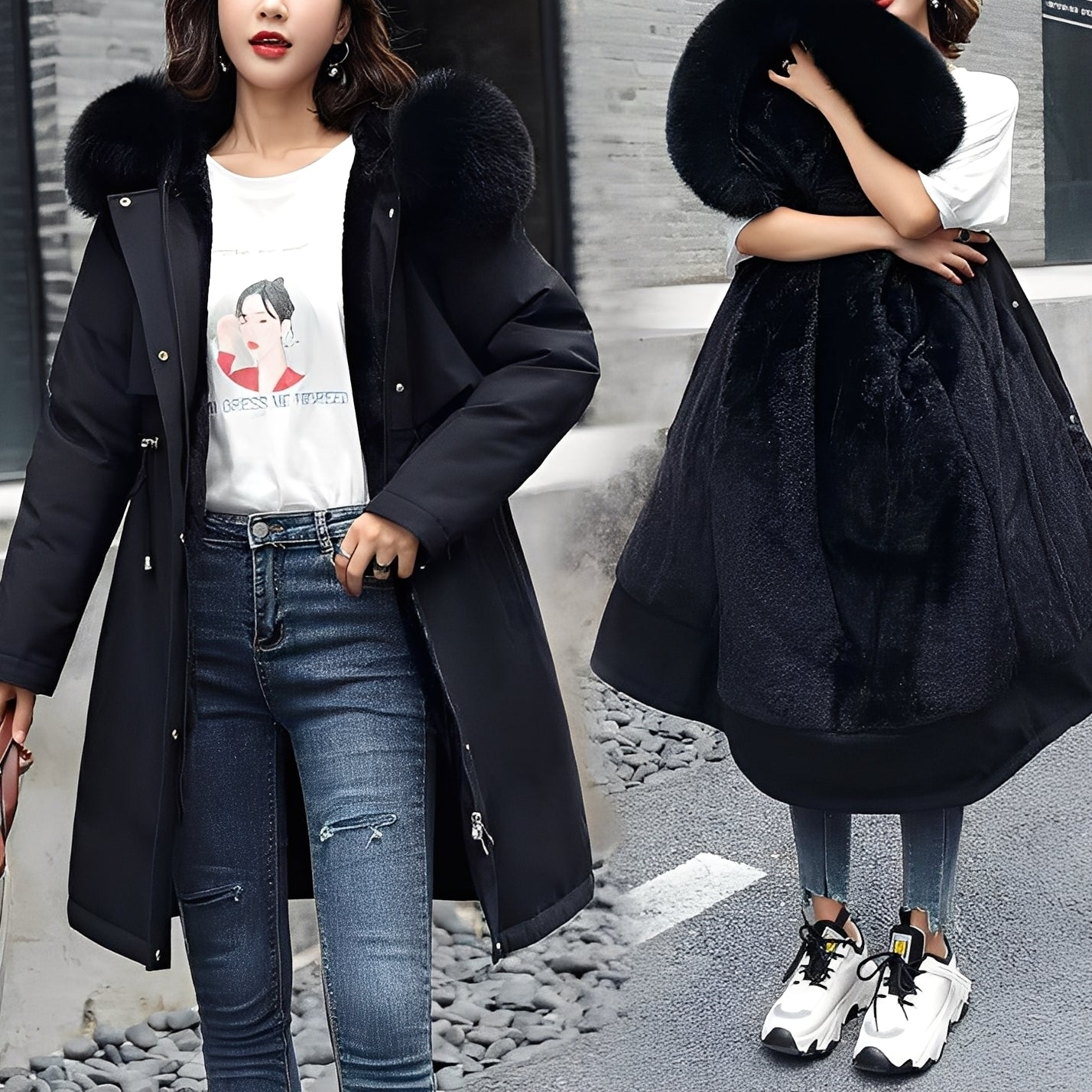 Evette - Manteau rembourré chaud et stylisé avec capuche pour femmes