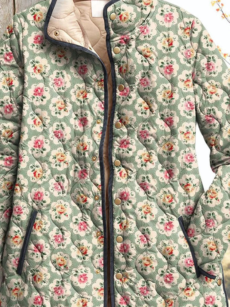 Veste Vintage Femme Imprimé Art Doux avec Fleurs