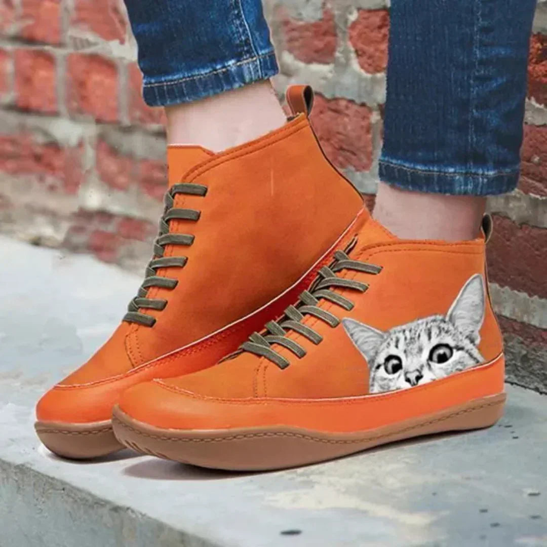 Colette™ | Bottines en cuir pour les amoureux des chats