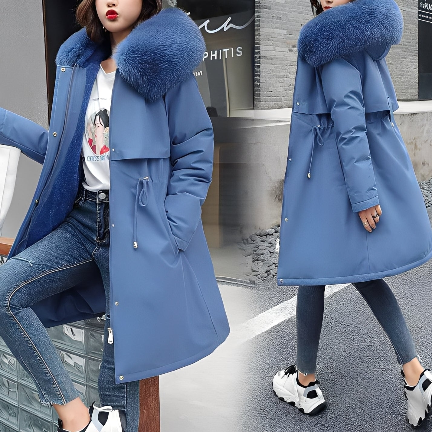 Evette - Manteau rembourré chaud et stylisé avec capuche pour femmes