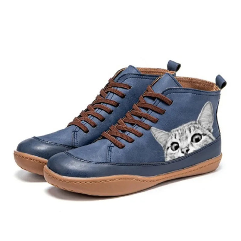 Colette™ | Bottines en cuir pour les amoureux des chats