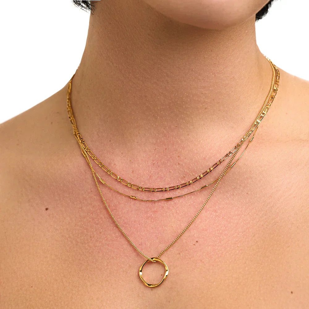 Collier à trois fils avec cercle ouvert | Or