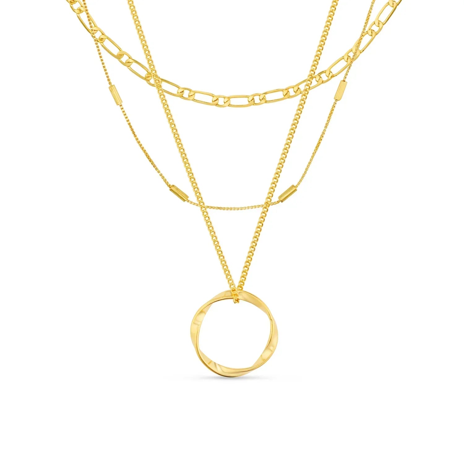 Collier à trois fils avec cercle ouvert | Or