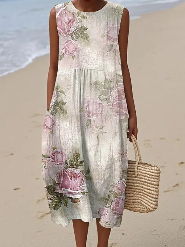 Robe Longue d'Été Adelina à Motif Floral Patchwork