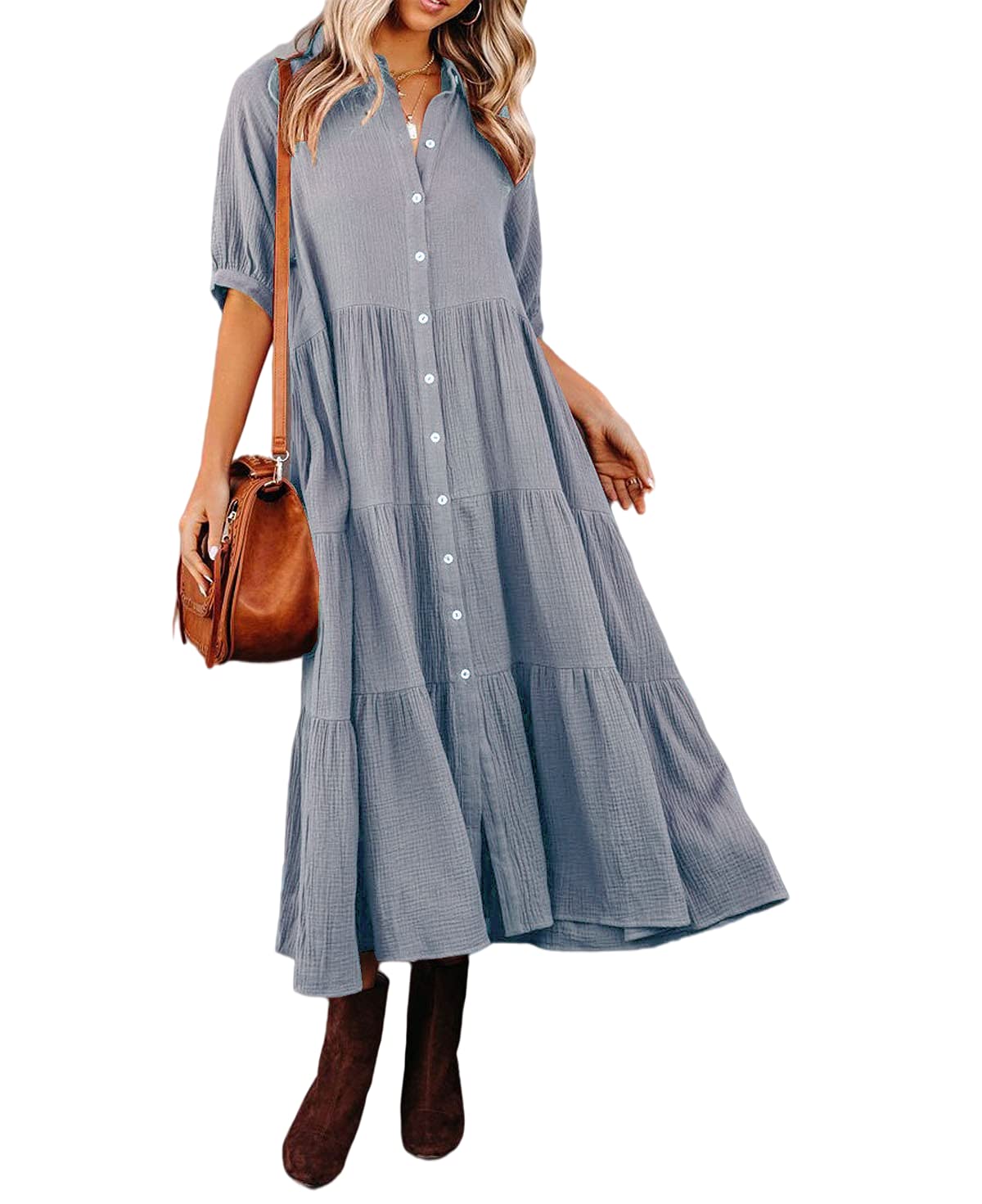 Luna | Robe Chemise Luxe avec Détails Volants