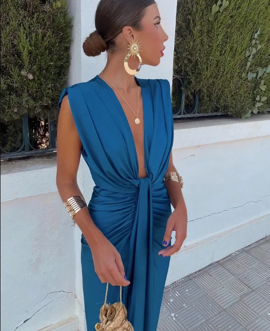 Robe Longue Femme Isabella – Robe Élégante à Dos Nu, Pour Mariage, Soirée et Été Stylé