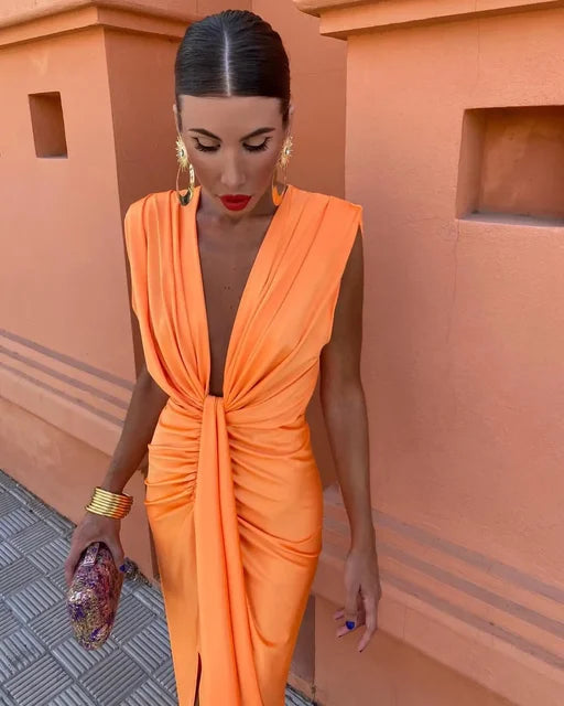 Robe Longue Femme Isabella – Robe Élégante à Dos Nu, Pour Mariage, Soirée et Été Stylé