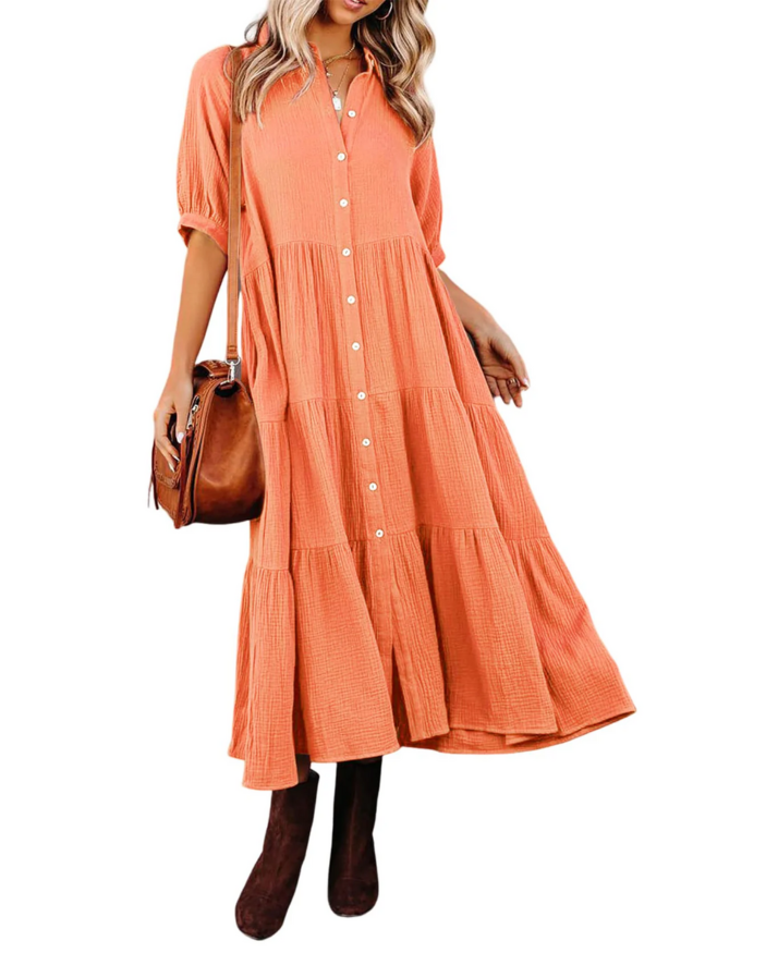 Luna | Robe Chemise Luxe avec Détails Volants