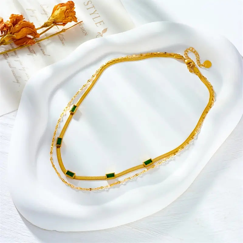 Collier Sorella Gem à double couche de style rétro | Or