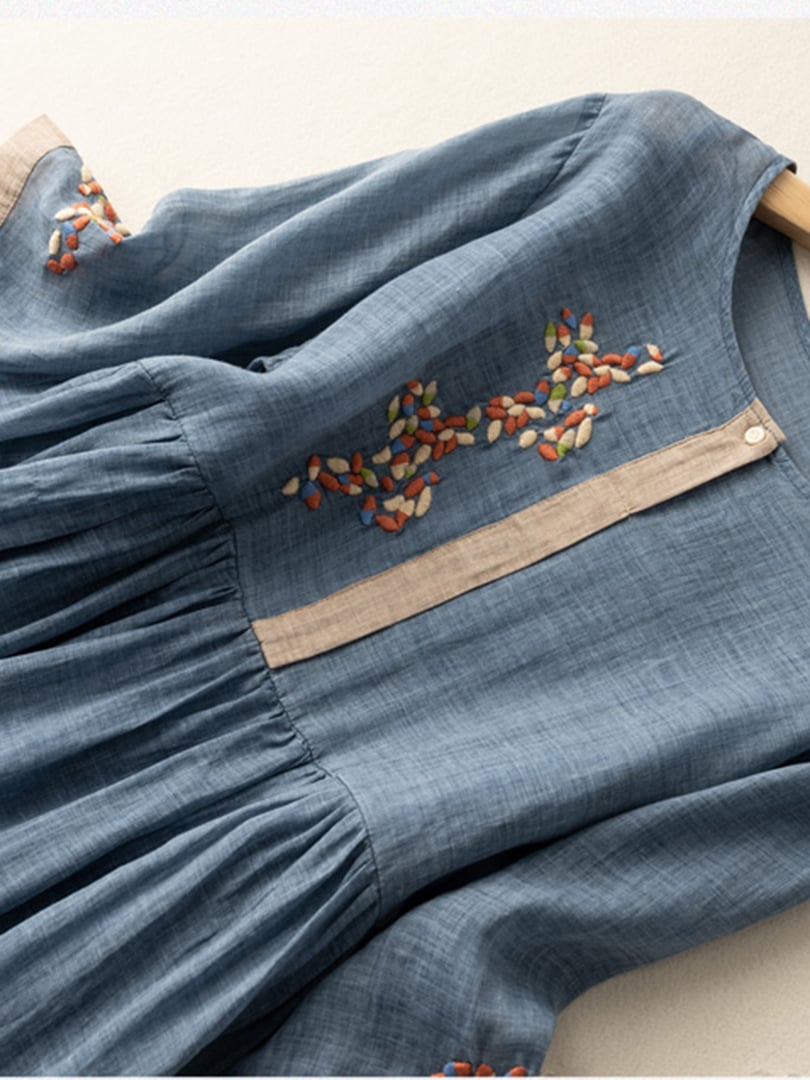 Robe Femme Zara – Coton & Lin avec Broderies