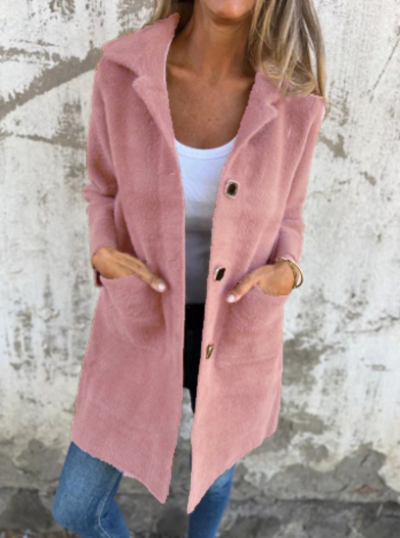 MARCE | Manteau décontracté, à bouton unique, en tissu épais avec revers