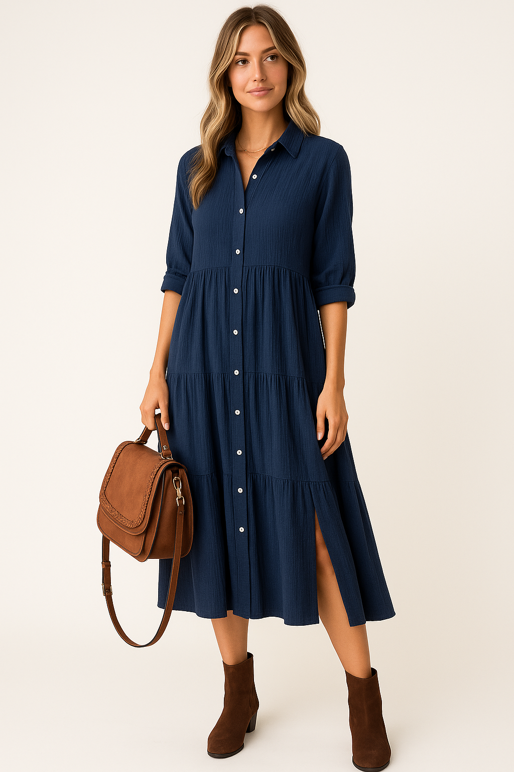 Luna | Robe Chemise Luxe avec Détails Volants