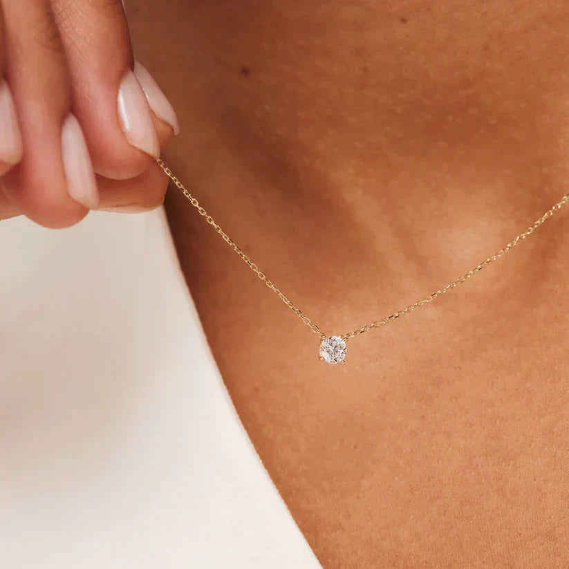 Collier avec pierre moissanite Cléa | Or