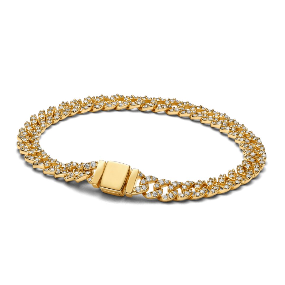 Bracelet cubain pavé | Or