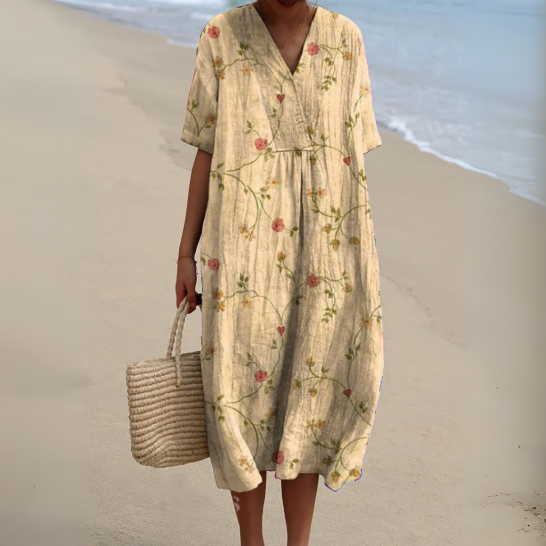 Robe Audrey à Motif Floral Élégant