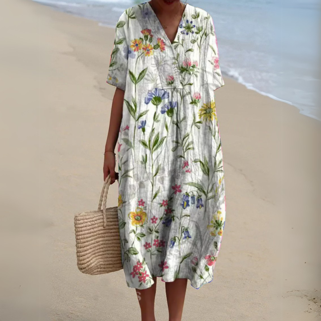 Robe Audrey à Motif Floral Élégant