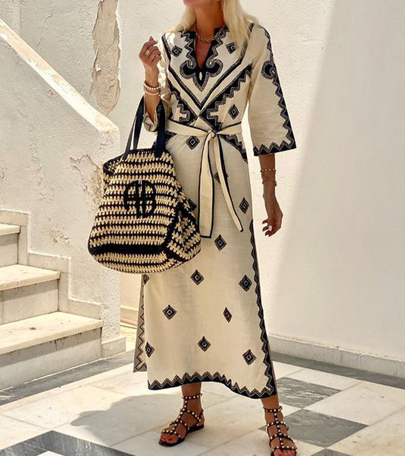 Laluna® Robe mi-manche col en V