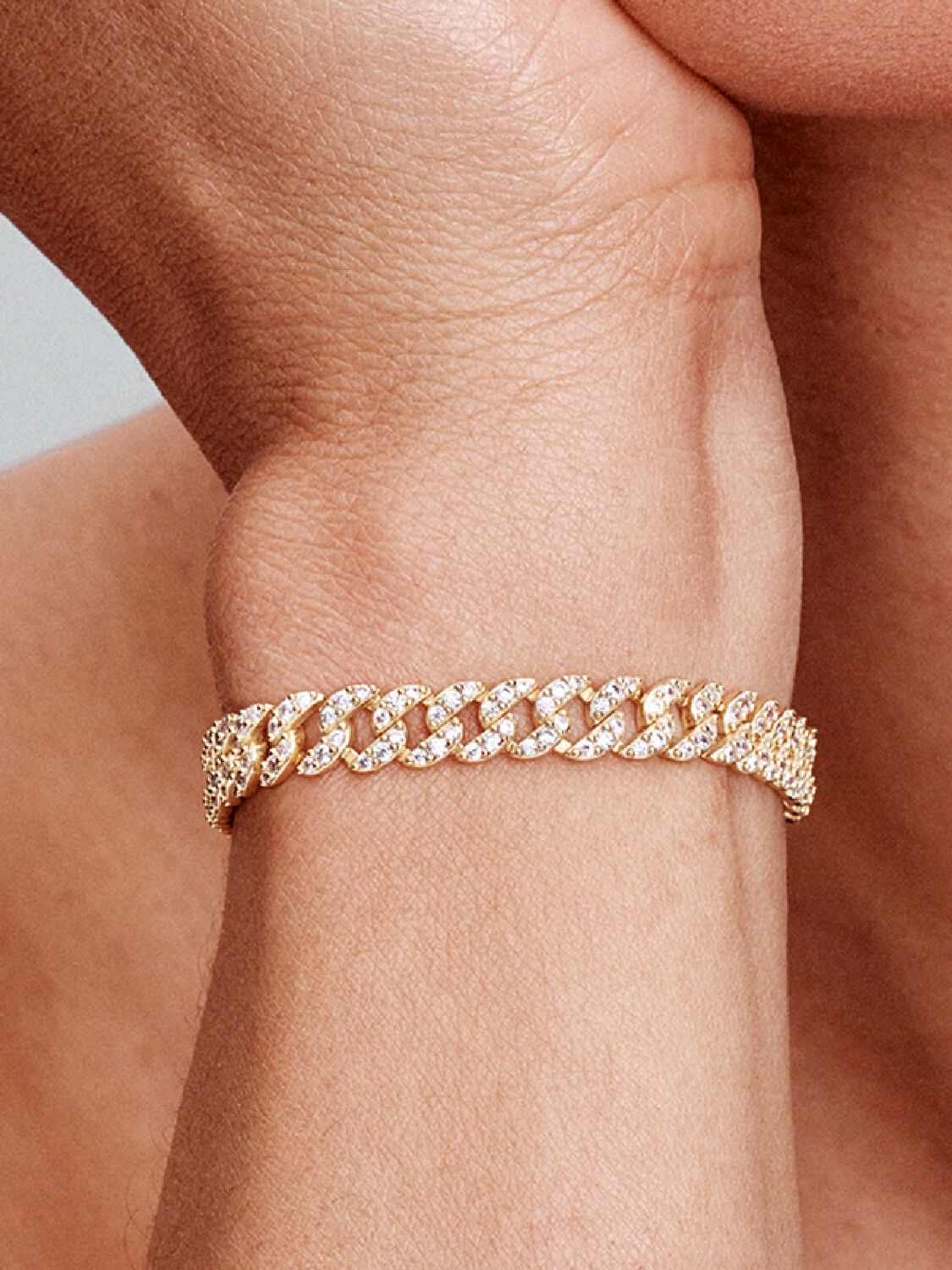 Bracelet cubain pavé | Or