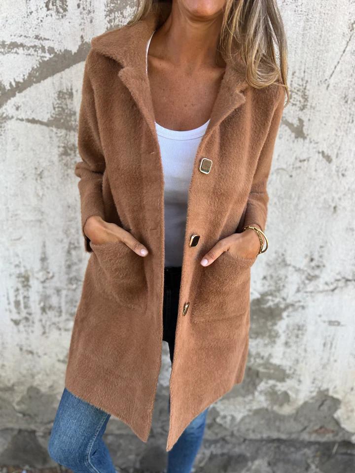 MARCE | Manteau décontracté, à bouton unique, en tissu épais avec revers