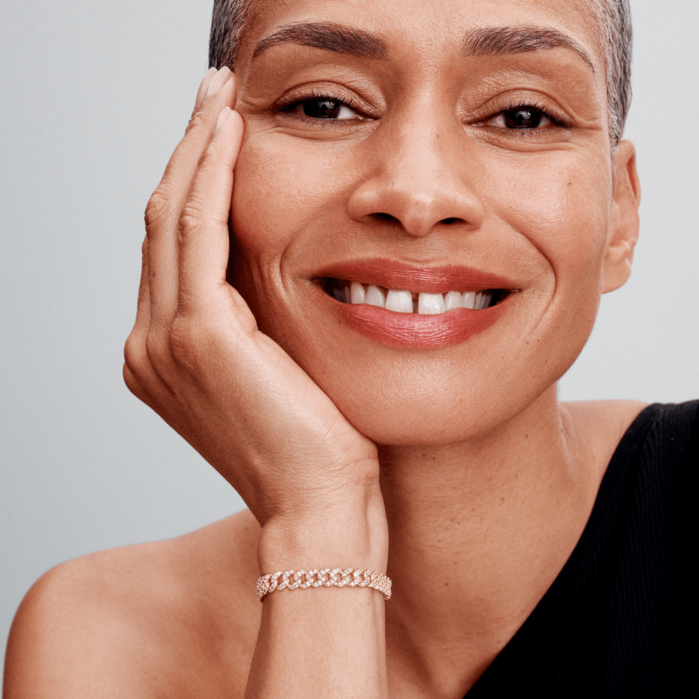 Bracelet cubain pavé | Or