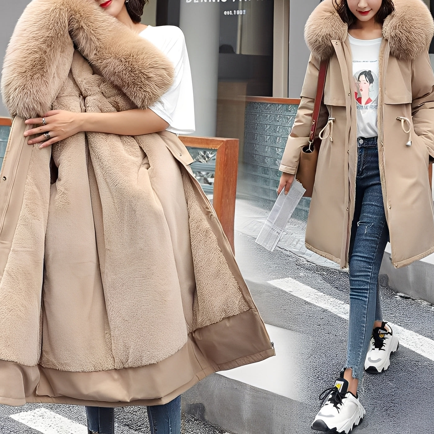 Evette - Manteau rembourré chaud et stylisé avec capuche pour femmes