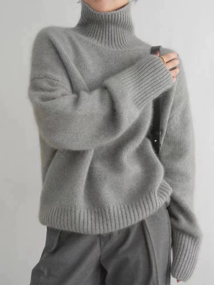 Sydney Pull Femme Col Roulé Oversize en Cachemire – Doux, Chaud & Élégant