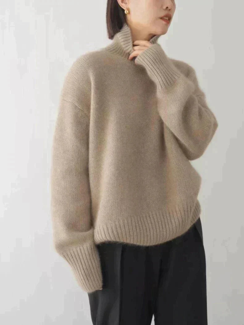 Sydney Pull Femme Col Roulé Oversize en Cachemire – Doux, Chaud & Élégant