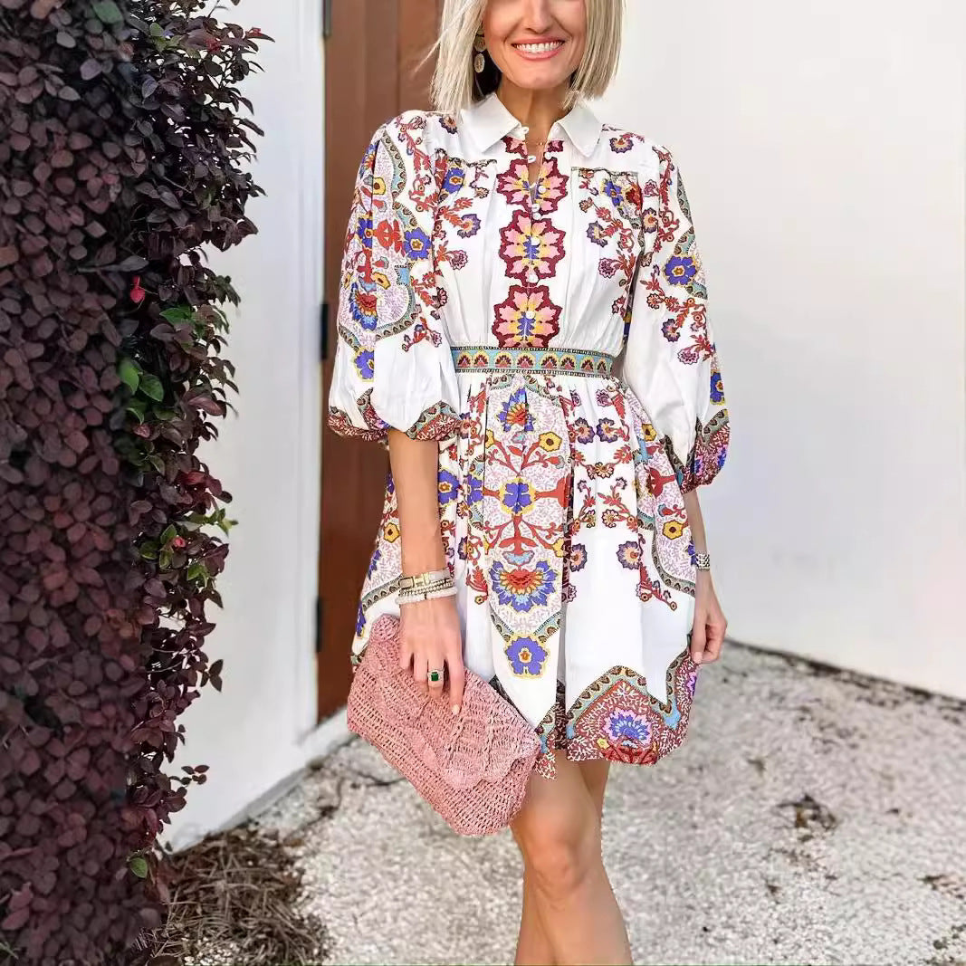 Robe Élégante à Motifs Laluna®