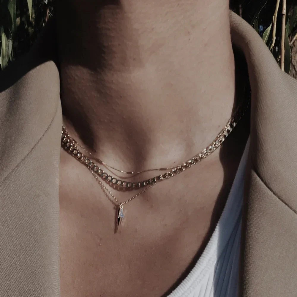 Collier avec chaîne à maillons plats | Or