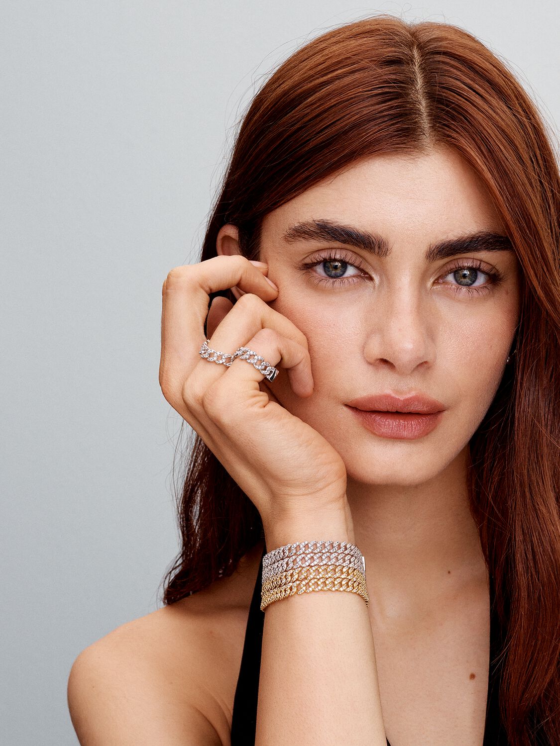 Bracelet cubain pavé | Or