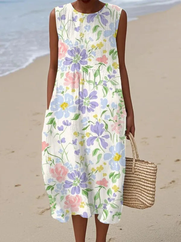 Robe Longue d'Été Adelina à Motif Floral Patchwork