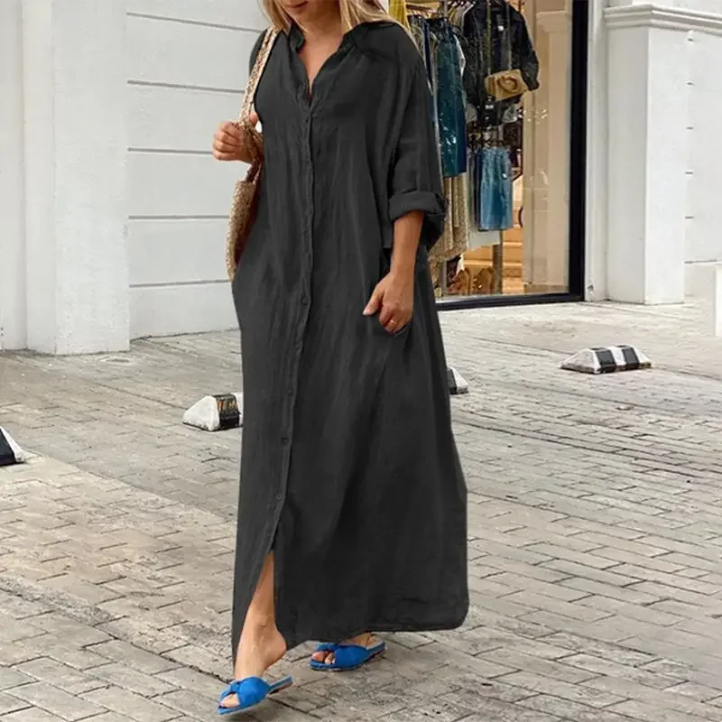 Luna | Robe chemise oversize en lin
