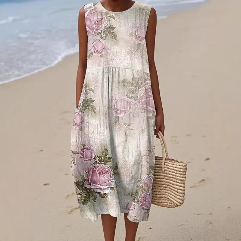 Robe Longue d'Été Adelina à Motif Floral Patchwork