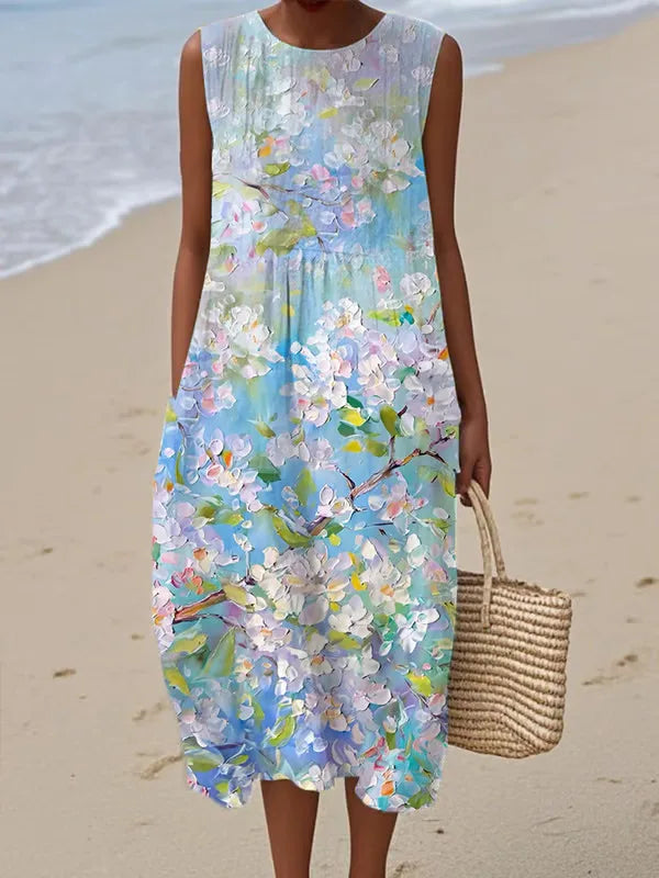 Robe Longue d'Été Adelina à Motif Floral Patchwork