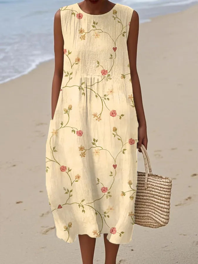 Robe Longue d'Été Adelina à Motif Floral Patchwork