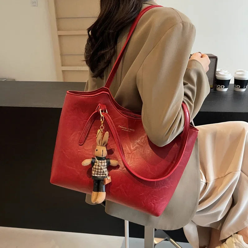 Emma – Sac Tote Vintage en Similicuir avec Porte-Clés