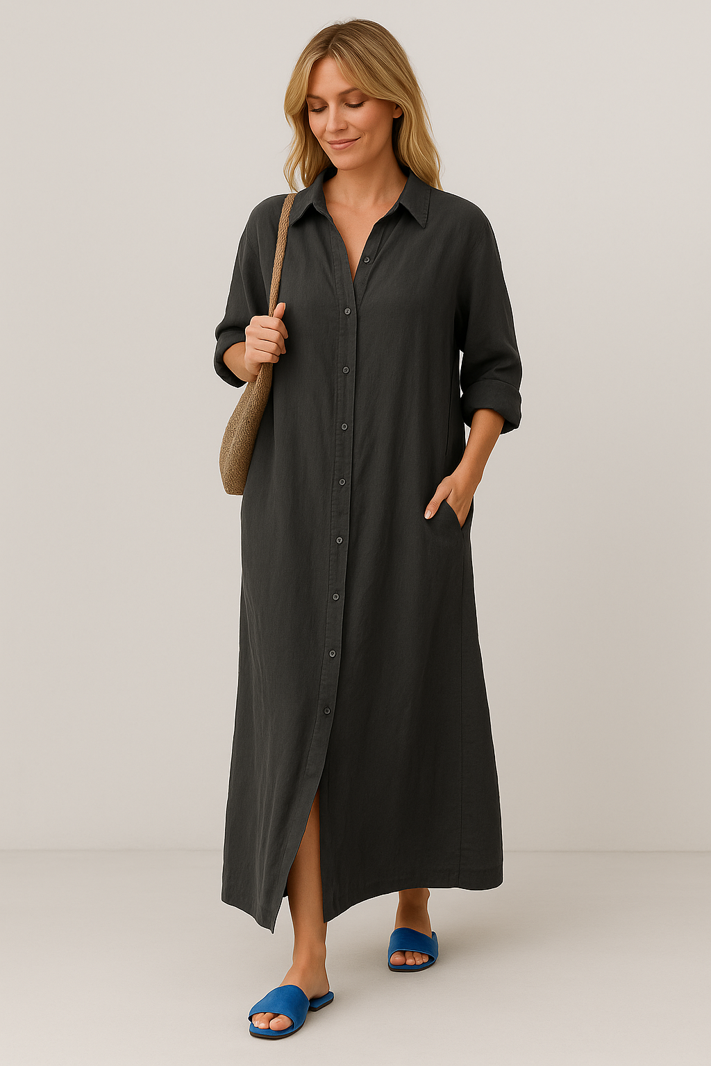 Luna | Robe chemise oversize en lin