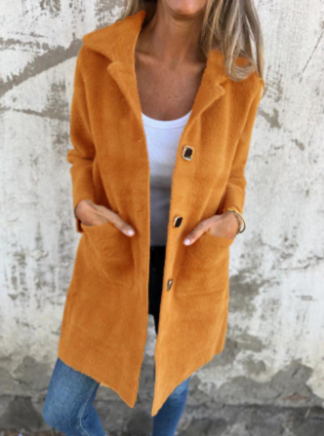 MARCE | Manteau décontracté, à bouton unique, en tissu épais avec revers